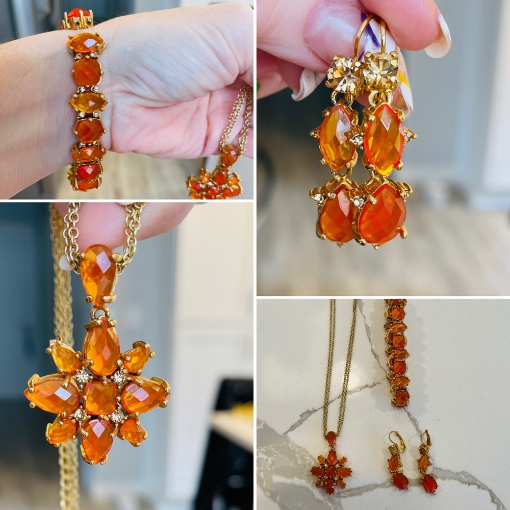Joan Rivers 3 piece set orange amber gold